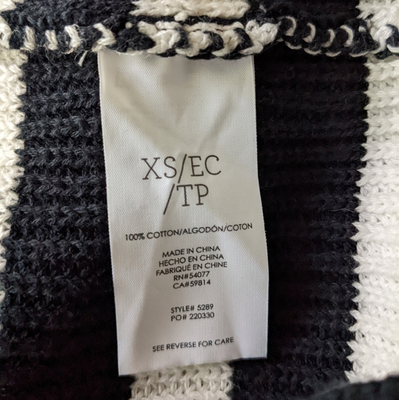 CAbi #5289 Black/White Striped The Whistle Cardigan Sweater Women's XS Oversize - Picture 7 of 10